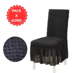 GENERICO - Pack 4 Fundas color Negro elástica para silla de comedor