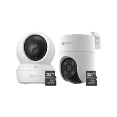 Ezviz - Kit de cámaras de seguridad inteligente H6C Full HD + H8C 2MP + 64SD - Ezviz