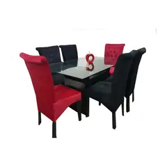 AMOBLART - Comedor Arabe - 6 sillas - Rojo con negro