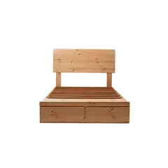 MUEBLES MACRUMO - Cama de madera pino natural Queen + sabanera