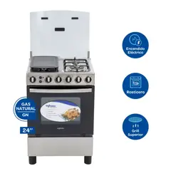 AGHASO - Cocina COC-AGH01 4 Hornillas Premium 24" Dorador y Rosticero.