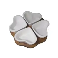 GENERICO - Juego de cuencos de porcelana en forma de corazon + base