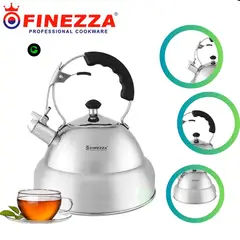 FINEZZA - Tetera de Acero Inoxidable 5LT Marca - NEGRO - AZUL