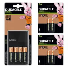 DURACELL - Cargador + 8 Pilas AA De 2500mah Recargable