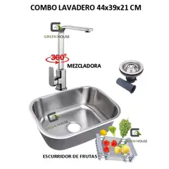 IMPORTADO MC - COMBO DE LAVADERO FREGADERO ACERO + MEZCLADORA GIRO 360 GRADOS