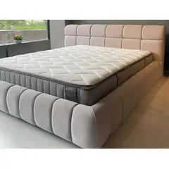 GENERICO - Cama Box Tarima + Cabecera Luxe Beige King