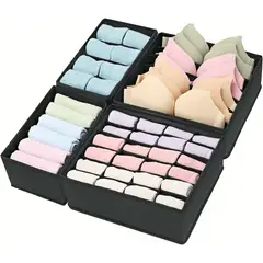 GENERICO - Set x 4 Organizadores de cajón para ropa interior Negro