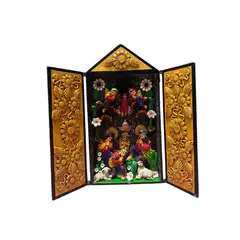 ACHALLAY ARTESANIA DE BARRO - Retablo Ayacuchano Grande Dorado