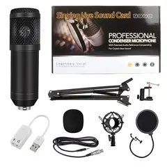 OEM - Kit Micrófono BM 800 Negro con Adaptador de audio USB para estudio