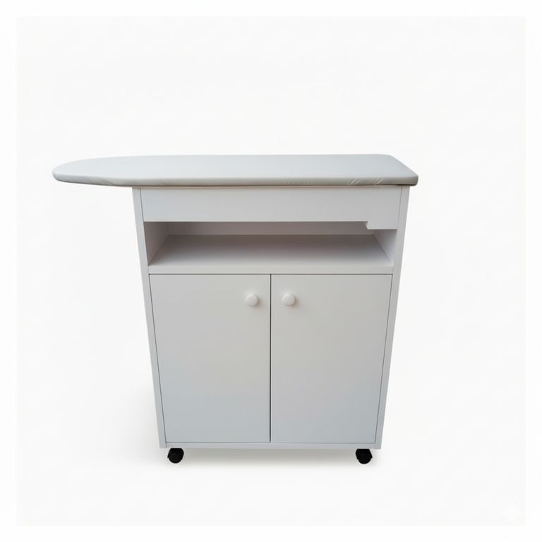 Planchador de ropa blanco con cajones Tapiz superior blanco ARMADO y RODANTE