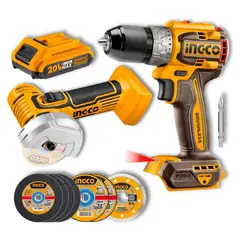 INGCO TOOLS - Combo taladro atornillador 60nm + amoladora 3 20v Ingco