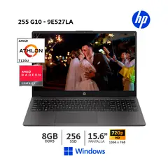 HP - Laptop 255 G10 AMD Athlon Silver 7120U-15.6″ HD-8Gb Ram DDR5-256Gb SSD-Windows-9E527LA