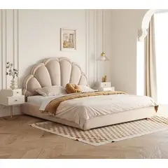 GENERICO - Cama Box Tarima + Cabecera Rosal Beige  King