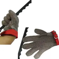 GENERICO - Guante De Acero 5 Dedos, Guante Anticorte En Malla Metalica