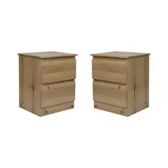 MUEBLES MACRUMO - Veladores 2 Cajones Madera Pino (SET X2)