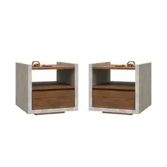 MUEBLES MACRUMO - Veladores Rústicos 1 cajón color Brixtón (Set 2Unid)