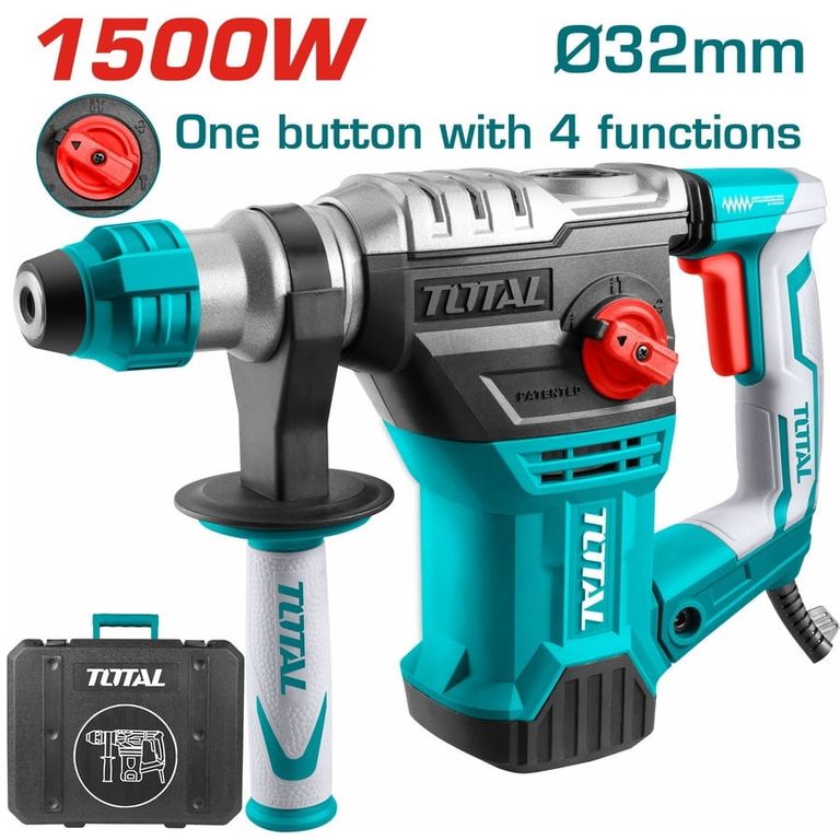 ROTOMARTILLO INDUSTRIAL 4 FUNCIONES 1500W 5.5J SDS PLUS 4400BPM 32MM TOTAL TH1153236