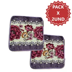 GENERICO - Pack 2 Alfombras de flores Piso de felpa de 50x50cm - Morado