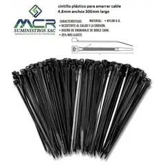 IMPORTADO MC - AMARRA CABLE CINTILLO DE 4.8 MM DE ANCHO X 300 MM DE LARGO NEGRO