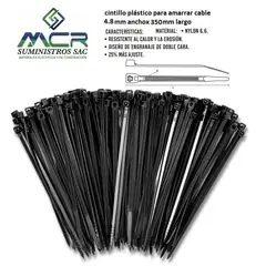 GENERICO - AMARRA CABLE CINTILLO DE 4.8 MM DE ANCHO X 350 MM DE LARGO NEGRO