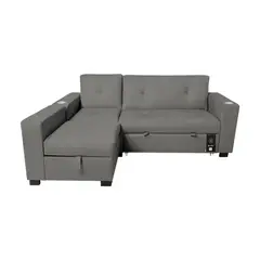 BARAKA HOME - Sofá Cama Multifuncional Kavala con portavasos 3 Cuerpos - Gris Oscuro