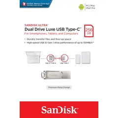 SANDISK - USB y USB-C Memoria Dual Drive luxe 150mbs 256GB