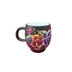 ACHALLAY ARTESANIA DE BARRO - Taza Cerámica Diseño Floreado 450 ml