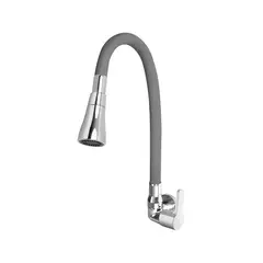 VAINSA - Llave de lavadero a la pared colección Maui con pico flexible manguera gris