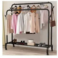 GENERICO - Estante Organizador Ropa Perchero Con Ruedas PB Negro
