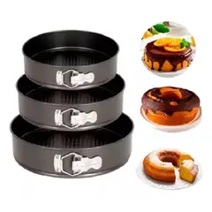 GENERICO - Set de 3 Moldes de Repostería para Keke antiadherente de 3 PCS