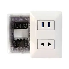 OPALUX - Tomacorriente Mixto Universal + 2 Entradas USB Con Proteccion