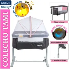 EBABY - CUNA COLECHO PARA BEBE TAMI ROSADO + GRATIS LAMPARA PIKACHU