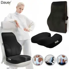 DAUER - Combo Cojines Lumbar y Asiento Ergonómico con Gel Tech Negro