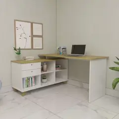 TU MESITA - Escritorio en L con Organizador Boricua color BlancoRoble