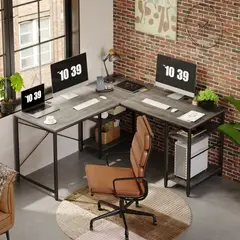 TU MESITA - Escritorio Industrial Ferrer color Gris oscuro en L