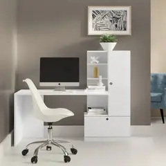 TU MESITA - Escritorio con Armario Lamas color Blanco 2 puertas TU MESITA