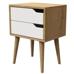 MUEBLES MACRUMO - Velador Vintage moderno 2 Cajones -Tribeca