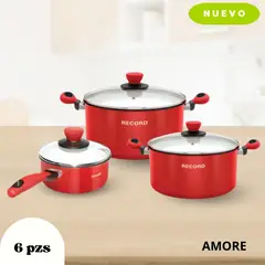 RECORD - Juego de Ollas Amore Acero Vitrificado 6pz