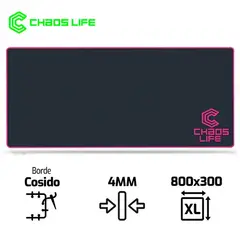LIFE - Pad Mouse CHAOS XL 800 X 300 X 4mm Borde Rosado