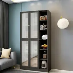 TU MESITA - Alacena Vitrina de Cocina Vittoria color Negro 4 puertas