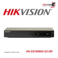 Hikvision - NVR 8CH POE. Hasta 8Mp. Soporta 1HDD(6TB)  HK-DS7608NI-Q1/8P