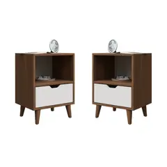 MUEBLES MACRUMO - Velador Vintage moderno con cajón y repisa -Pignetto