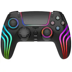 SEISA - Mando PS4 Inalámbrico Negro con 4 Efectos de Luz SJ-4013B.
