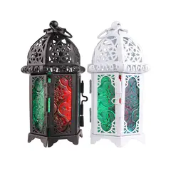 GENERICO - Farol Candelabro Porta Vela Linterna Hierro Vidrio