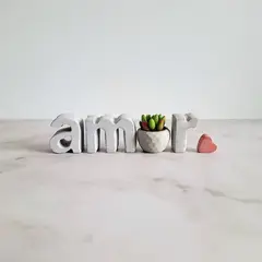 CONKRETE - Set de letras decorativas amor + Planta Suculenta