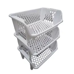 GENERICO - Carrito despensero Verdulero 3 niveles en canasta Rodante / fijo en blanco