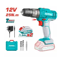TOTAL TOOLS - TALADRO PERCUTOR Y ATORNILLADOR 12V 25NM INALAMBRICO INDUSTRIAL TOTAL TIDLI1228