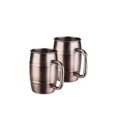 GENERICO - 2 vasos para cerveza bañados en cobre envejecido
