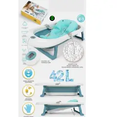 HAPPY BABY - Bañera Plegable Baby Happy Party Completo CELESTE