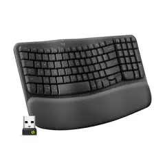 LOGITECH - Teclado Ergonómico Wave Keys inalámbrico USB Bluetooth Negro